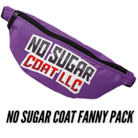 a purple fanny pack that says no sugar coat llc
